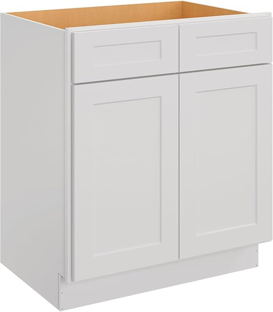 LOVMOR Kitchen Sink Base Cabinet, Unassembled Cabinet, Single Sink Storage Unit, Large Capacity, 24" D*30" W*34-1/2"H (Light Gray)