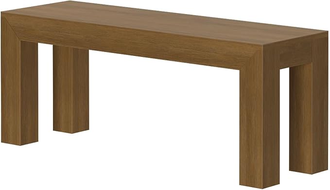 Plank+Beam 49 Inch Dining Bench for Dining Room, Bench for 60 Inch Table Kitchen Dining Seat, Wooden Outdoor Bench, Solid Wood Entryway Bench, Pecan Wirebrush