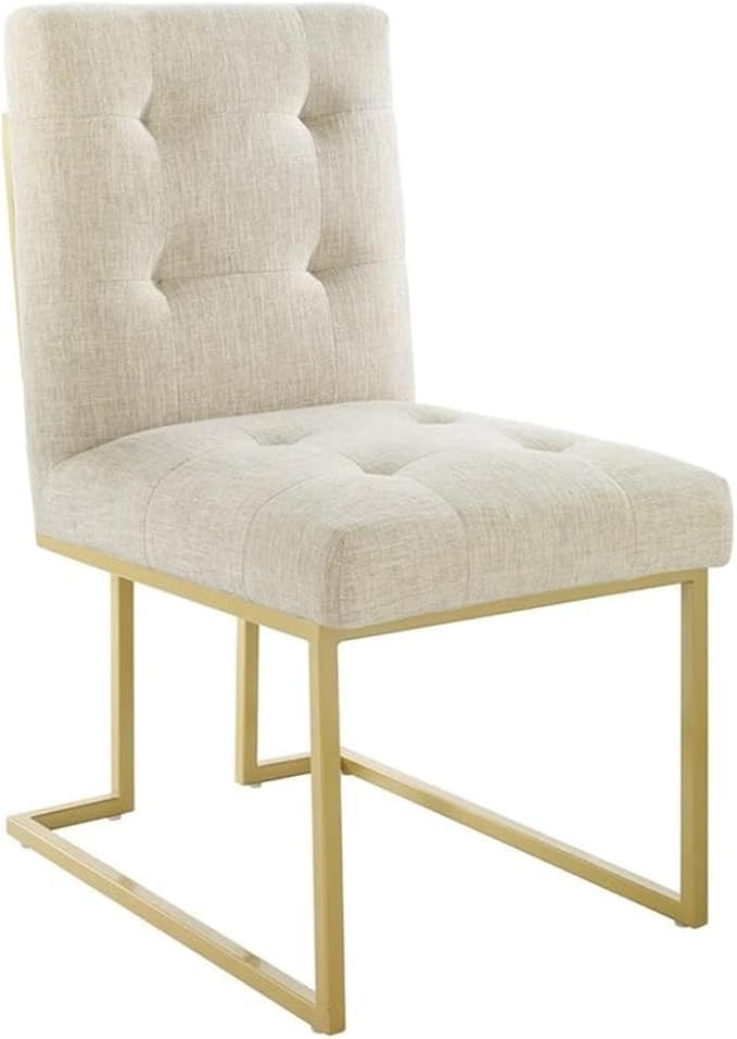 Modway Privy Upholstered Gold Stainless Steel Dining Chair in Gold Beige