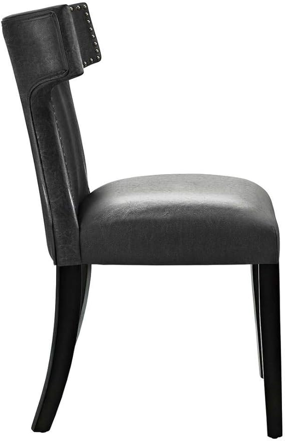 Modway EEI-3949-BLK Curve Dining Chair Vinyl Set of 2, Black