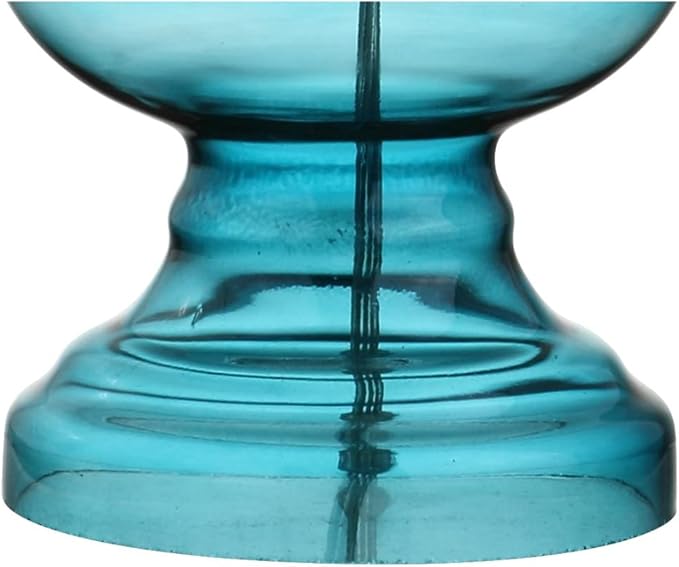 JONATHAN Y 28.5" Blue Glass Table Lamp Set of 2 for Living Room Bedroom Decor, Modern Bedside Lamps with White Linen Shade, LED Bulbs Included JYL1061A-SET2