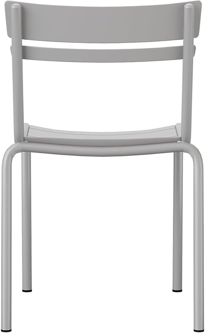 Flash Furniture Nash Commercial Grade Steel Stack Chair, Indoor-Outdoor Armless Chair with 2 Slat Back, Silver
