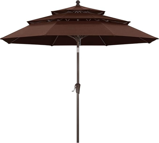 ABCCANOPY 5-Year 10-Year No Fading 9FT 3 Tiers Patio Umbrella, Outdoor Table Umbrella with 8 Sturdy Ribs for Deck, Backyard, Garden, Yard