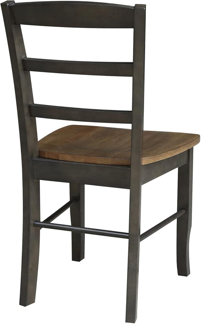 IC INTERNATIONAL CONCEPTS Set of 2 Solid Wood Madrid Ladderback Chairs in Hickory/Washed Coal