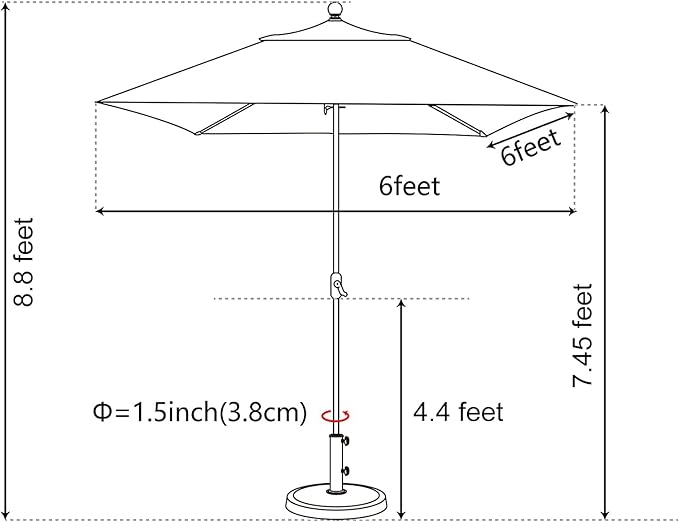EliteShade USA 10-Year-Non-Fading 6x6Ft Square Market Patio Umbrella, UPF 50+ UV Protection Performance Sun Umbrella, Heavy Duty Commercial Grade Outdoor Table Umbrella with Crank, Windproof Vented Top for Garden, Pool, Deck and Outdoor Playsets, Antiq...
