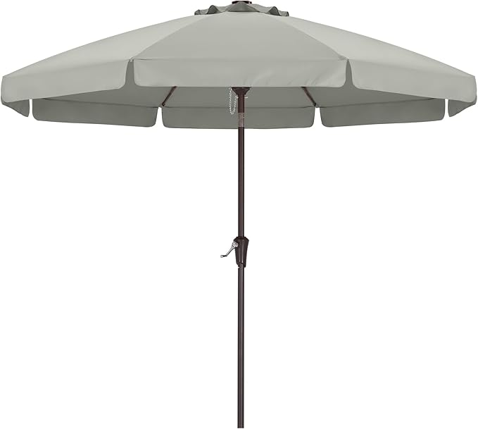 ABCCANOPY 10ft Scalloped Patio Umbrella, Outdoor Table Umbrella with Tilt and Crank, Fiberglass Ribs Deck Umbrella for Patio, Pool, Garden, Picnic (Light Gray)