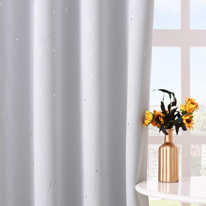 NICETOWN Room Darkening Curtains for Living Room - Easy Care Solid Thermal Insulated Grommet Room Darkening Curtains/Panels/Drapes for Bedroom (2 Panels, 52 by 84, Greyish White)