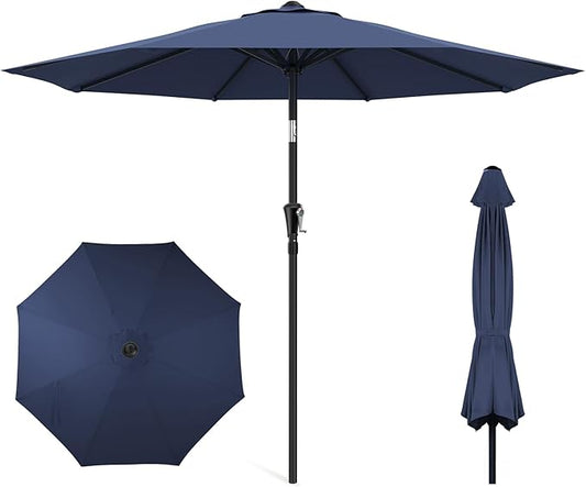 HOMSHADE Outdoor Patio Umbrella - Market Table Pool Deck Umbrella with Push Button Tilt, Crank, UPF50+ UV Protection and Sturdy Ribs, 3-Year Fade Resistance, 220GSM Solution-Dyed Fabric (No base)