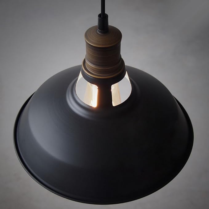 CLAXY Industrial Pendant Light Black Hanging Pendant Light Fixture Barn Shade for Kitchen Bar Restaurant Cafe, 3 Pack