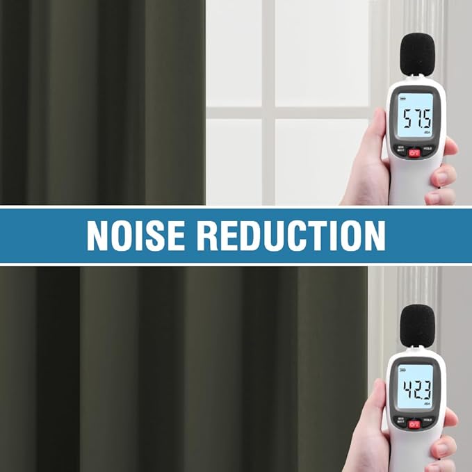 H.VERSAILTEX 100% Blackout Curtains for Bedroom Thermal Insulated Blackout Curtains 96 inch Length Heat and Full Light Blocking Curtains for Living Room with Black Liner 2 Panels Set, Olive