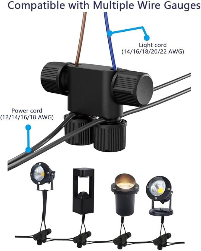 NETEHA 24 Pack Low Voltage 12-18 Gauge Wire Connectors for Landscape Lighting, Pathway Lights, Outdoor LED Lights