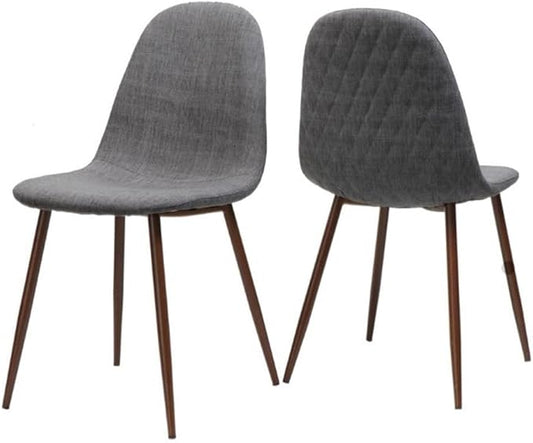 Great Deal Furniture Noble House Caden Mid Century Fabric Dining Chair in Light Gray (Set of 2)