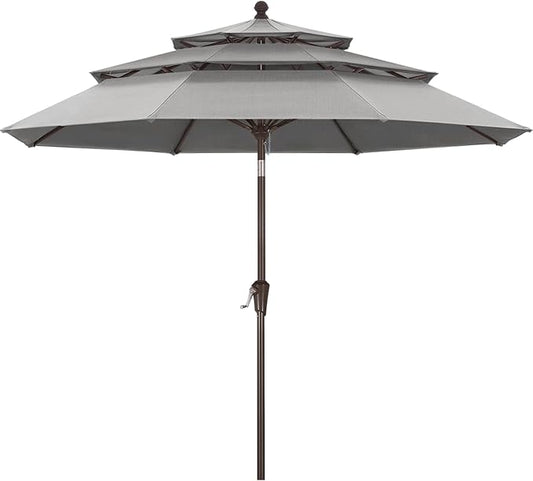 ABCCANOPY 5-Year 10-Year No Fading 9FT 3 Tiers Patio Umbrella, Outdoor Table Umbrella with 8 Sturdy Ribs for Deck, Backyard, Garden, Yard