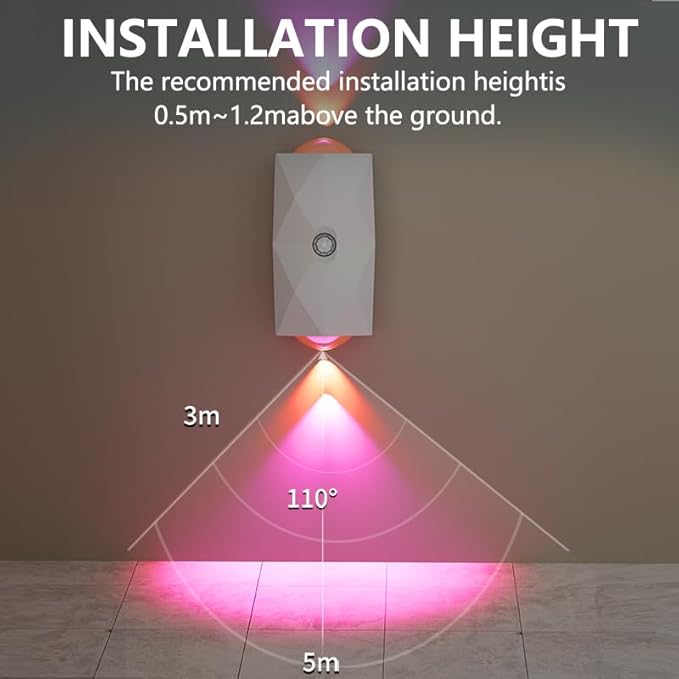 Rechargeable Motion Sensor Wall Sconce, Battery Operated Indoor Night Light with Magnetic Mount, RGB Colorful LED Ambient Lighting for Hallway, Stairs, Bathroom & Kids Room (USB-C)