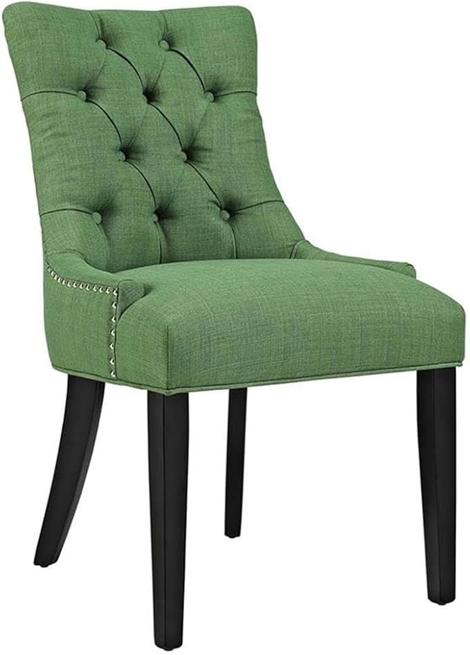 Modway Regent Modern Tufted Upholstered Fabric Two Dining Chairs with Nailhead Trim in Green