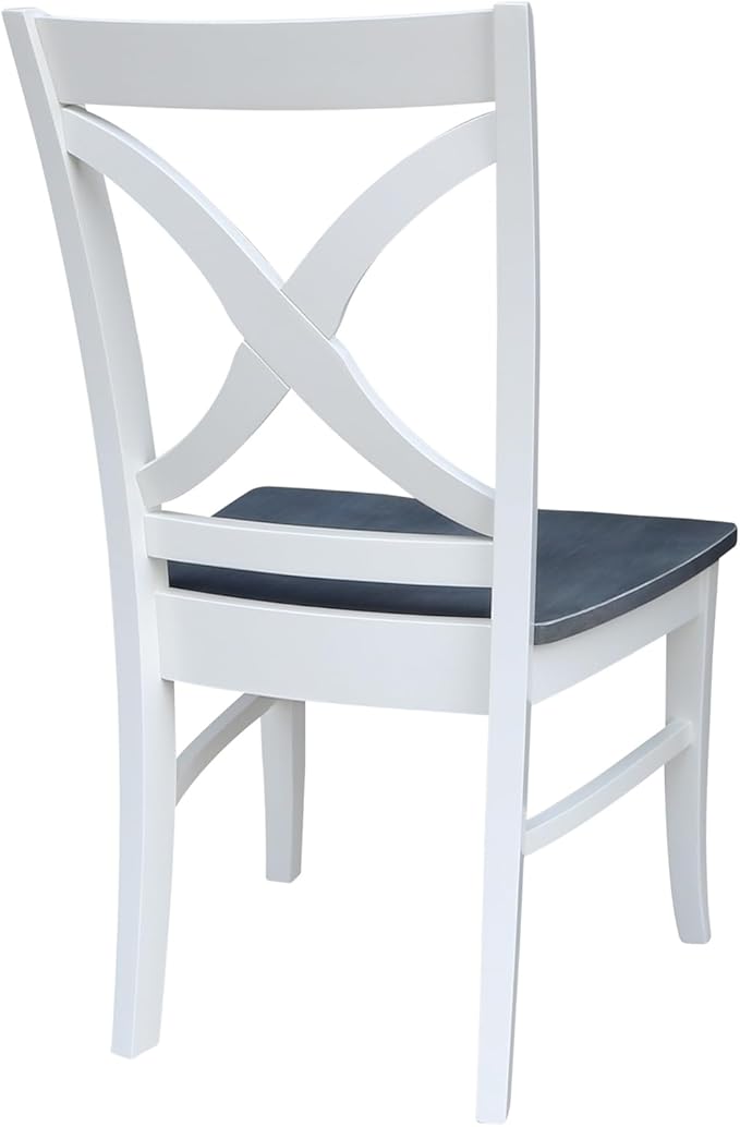International Concepts Set of Two Vineyard Curved X Back Chairs, White/Heather gray
