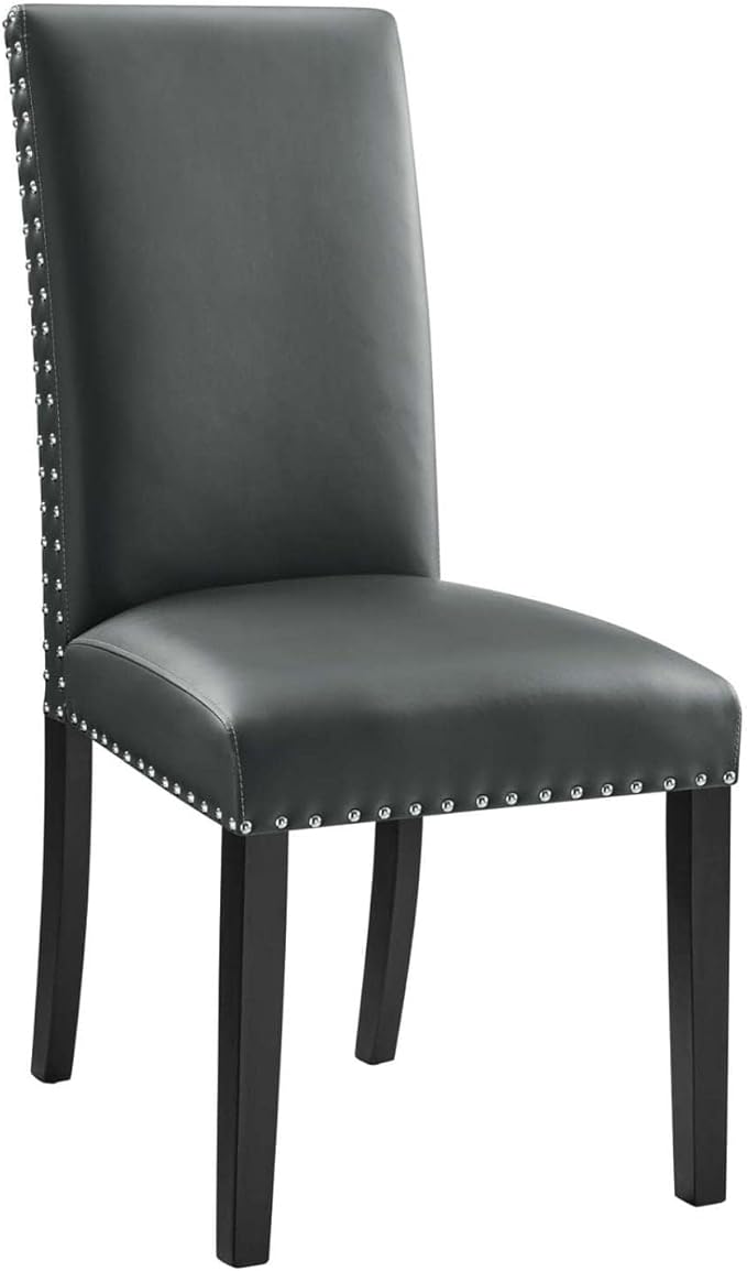 Parcel Dining Faux Leather Side Chair in Gray