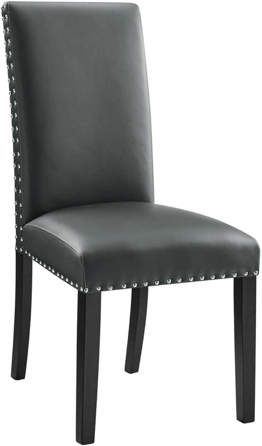 Parcel Dining Faux Leather Side Chair in Gray