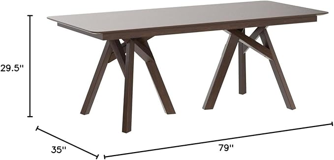 Armen Living Cortina 79" Mid-Century Modern Wood Dining Table Legs, White/Walnut