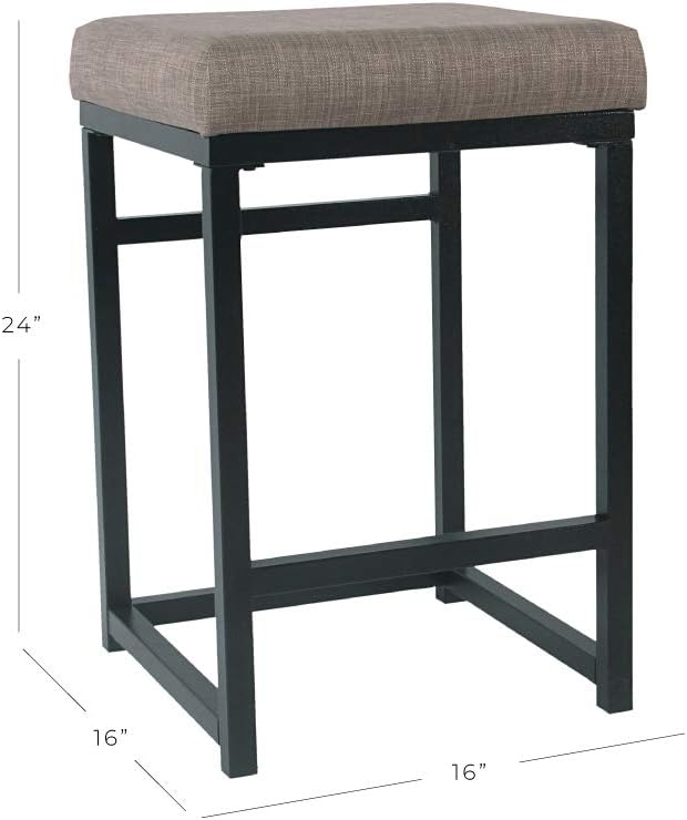 Homepop Home Decor | Modern 24-Inch Counter Stool | Backless Metal Frame Bar Stools Counter Height | Decorative Home Furniture, Brown, K7651.24-F1552