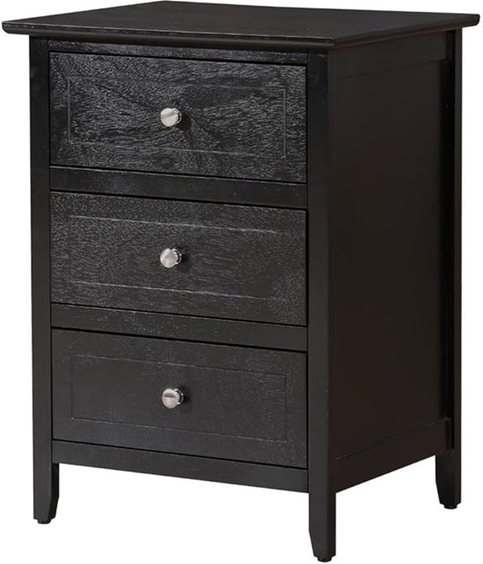 Glory Furniture Daniel 3 Drawer Nightstand in Black