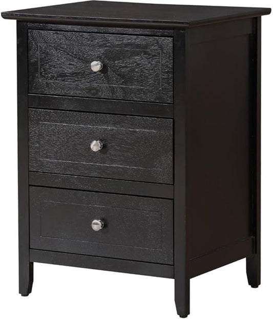 Glory Furniture Daniel 3 Drawer Nightstand in Black