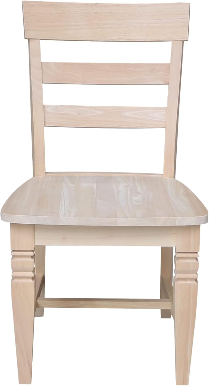 IC International Concepts Java Dining Chair Set of 2, Hardwood, Ready-to-Finish, 36.6"H with 18"H Seats, 19.7"W x 22"D, Ideal for Dining Room Furniture - Unfinished
