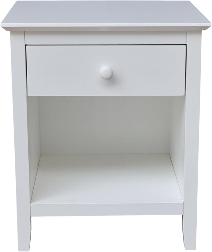 International Concepts Solid Wood Nightstand with 1 Drawer in White