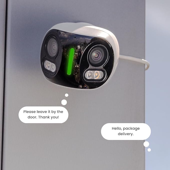 Lorex 4K 8MP IP Wired Dual-Lens Add-On Outdoor Security Camera | Smart Security Lighting | Motion Detection | 180° Panoramic View | Auto Framing | Color Night Vision | 2-Way Talk | Requires Recorder