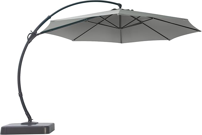 LAUSAINT HOME Outdoor Patio Umbrella with Base included, Deluxe Curvy Cantilever Umbrella Heavy Duty Offset Hanging Umbrella