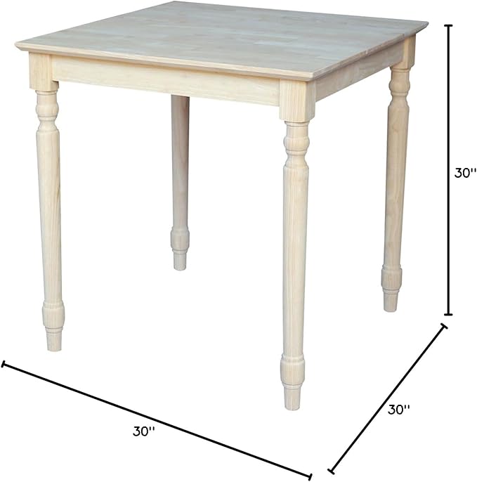 International Concepts Solid Wood Top Table with Turned Legs in Natural