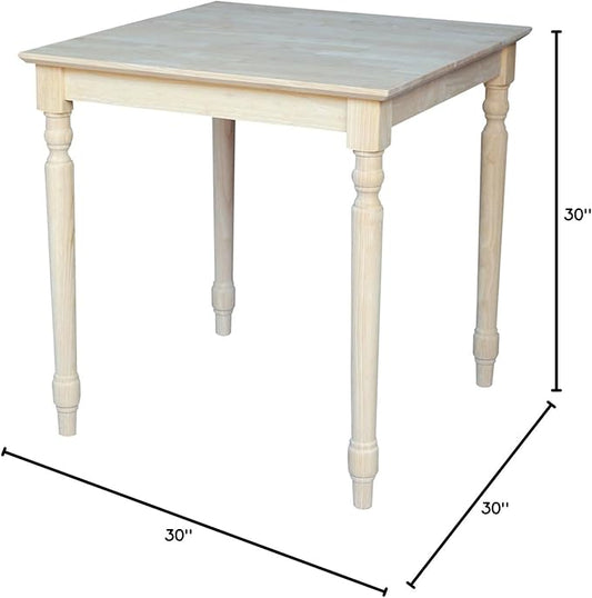 International Concepts Solid Wood Top Table with Turned Legs in Natural