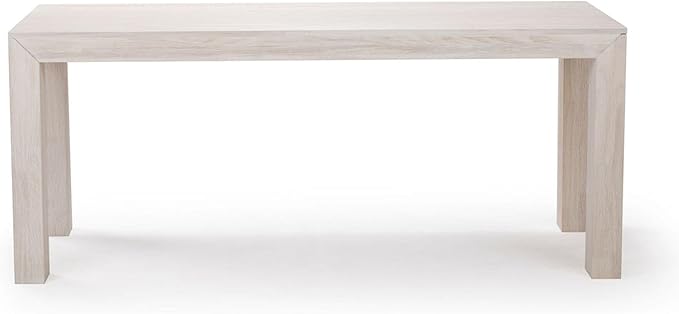 Plank+Beam 72 Inch Modern Solid Wood Dining Table - Solid Pine, Wirebrush Finish, Seats 6, Non-Toxic Finish, Easy Assembly, for Kitchen or Office, White Sand Wirebrush