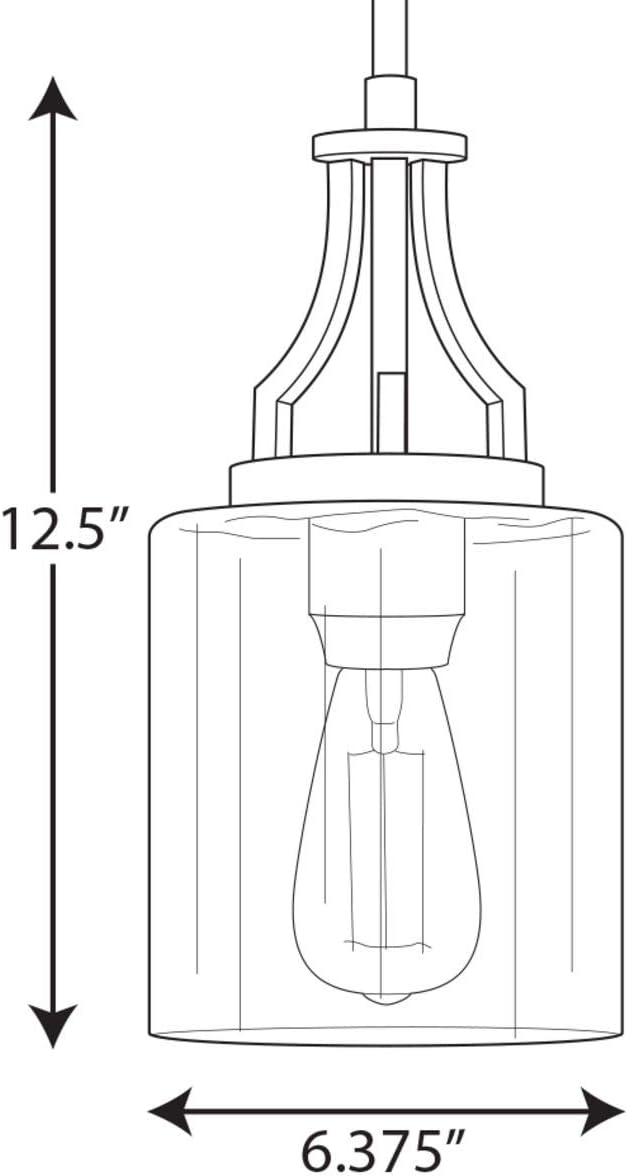Progress Lighting Lassiter Collection 1-Light Clear Glass Modern Pendant Light Matte Black