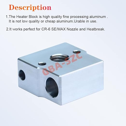 Ender 3 Neo/CR-6 SE Heater Block,Fine Processing with Silicone Socks,for CR-6 SE/CR-6 MAX/CR-5 Pro/CR10 Smart/Ender 3 Neo/V2 Neo/Max Neo Cartridge Sensor Heater Block.(2PCS Aluminum)