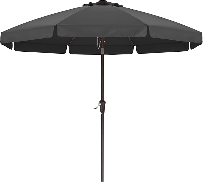 ABCCANOPY 10ft Scalloped Patio Umbrella, Outdoor Table Umbrella with Tilt and Crank, Fiberglass Ribs Deck Umbrella for Patio, Pool, Garden, Picnic (Dark Gray)