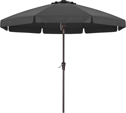 ABCCANOPY 10ft Scalloped Patio Umbrella, Outdoor Table Umbrella with Tilt and Crank, Fiberglass Ribs Deck Umbrella for Patio, Pool, Garden, Picnic (Dark Gray)
