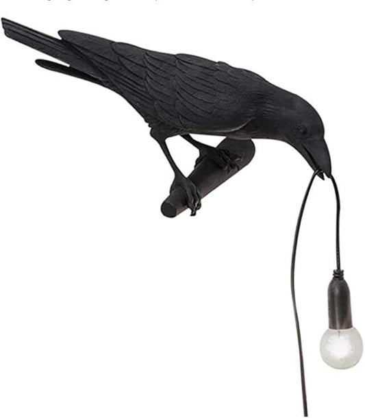 Crow Wall Lamp, Unique Gothic Raven Birds Wall Sconce Light for Bedside Bedroom Living Room Farmhouse Decor (Left Black Wall Lamp)