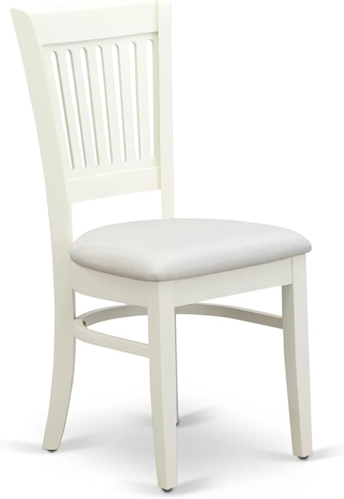 East West Furniture ANVA3-LWH-C 3 Piece Dining Table Set for Small Spaces Contains a Round Kitchen Table with Pedestal and 2 Linen Fabric Kitchen Dining Chairs, 36x36 Inch, Linen White
