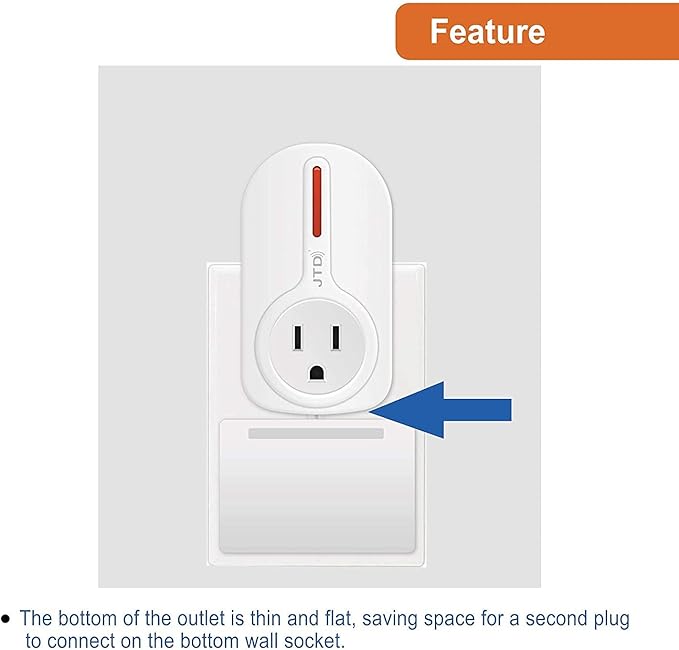 JTD 5X2 Wireless Remote Control Outlet Switch Smart Outlet Plug Energy Saving for Household Appliances, Lamp, Light, Fixture, Electrical Equipment, up to 100ft Long Range, Strong RF Signal (5 Pack)