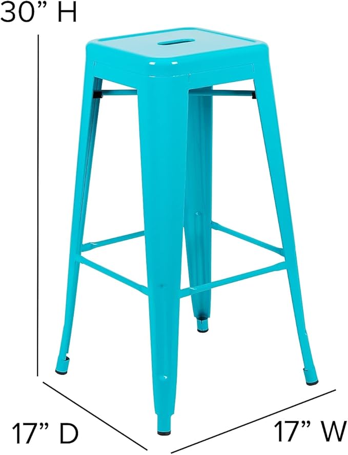 Flash Furniture Lily 30" High Metal Indoor Bar Stool in Teal - Stackable Set of 4