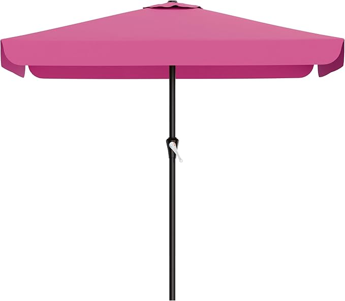 AreShark 8 X 10 FT Large Rectangular Patio Umbrella with Valance, Outdoor Table Market Umbrella w/Crank & 8 Ribs, Rectangle Outdoor Umbrellas for Garden, Deck, Yard and Poolside, Rose Pink