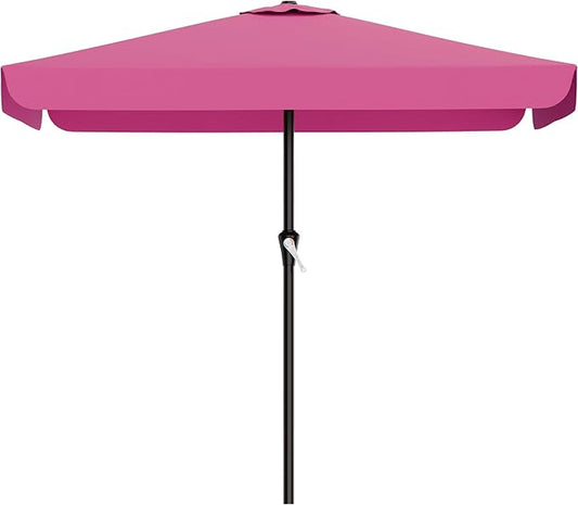 AreShark 8 X 10 FT Large Rectangular Patio Umbrella with Valance, Outdoor Table Market Umbrella w/Crank & 8 Ribs, Rectangle Outdoor Umbrellas for Garden, Deck, Yard and Poolside, Rose Pink