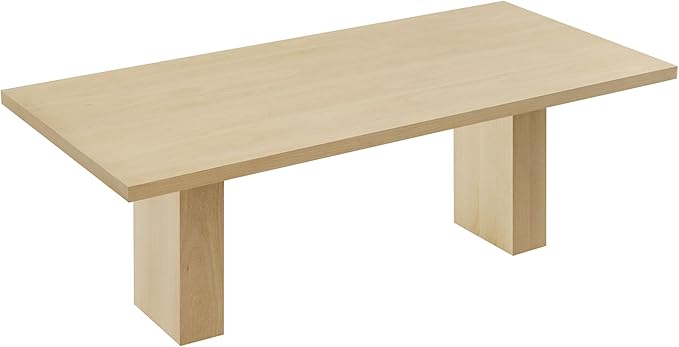 Modway Piston 82 Inch Solid Wood Rectangle Dining Table in Natural – Modern Farmhouse Kitchen Table for 6-8 People – Rustic Wooden Dining Room Table