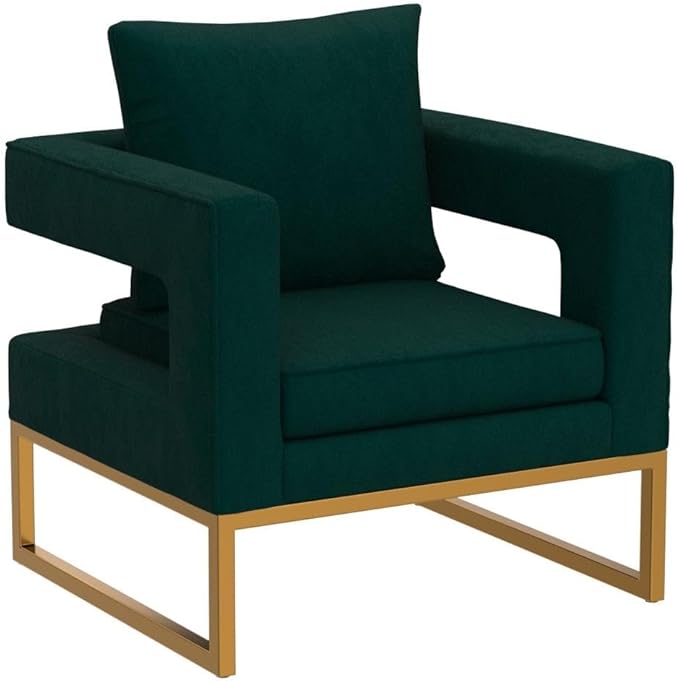 Roundhill Furniture Lenola Upholstered Accent Arm Chair, Green 27.5D x 29.75W x 34.5H in