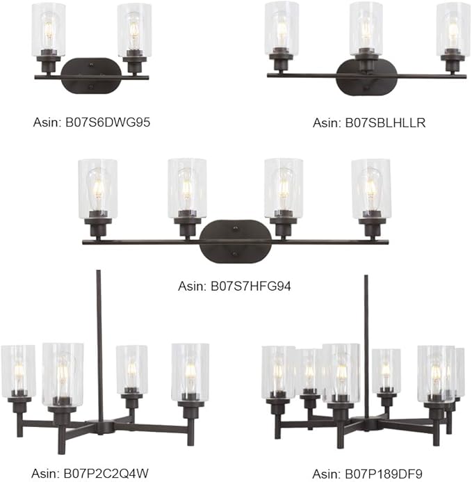 VINLUZ 6 Light Farmhouse Chandelier Classic Pendant Lighting Oil-Rubbed Bronze Industrial Ceiling Lighting Fixture with Clear Glass Shades for Dining Room Kitchen Livingroom