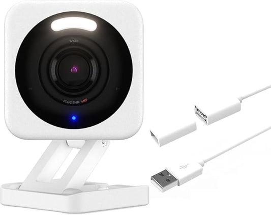 WyzeCam v4 with 20ft Extension Cable, 2.5K QHD IP65 Indoor/Outdoor Home Security Camera w Night Vision, Spotlight & Siren, 2-Way Audio, Baby/Pet Monitor, Works with Alexa & Google Assistant, White