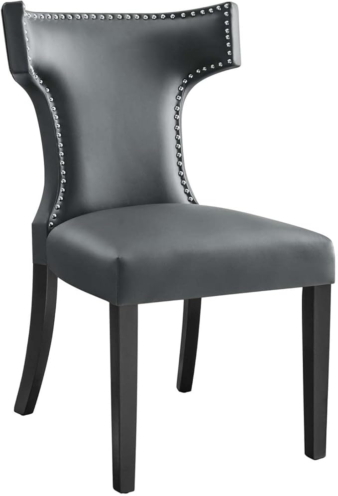 Modway Curve Vegan Leather Dining Chair in Gray