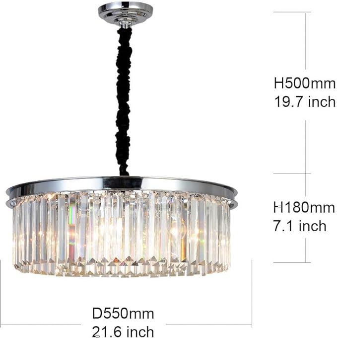 Crystal Chrome Chandelier Modern Chandeliers Lighting Pendant Ceiling Light Fixture 2-Tier for Dining Room Living Room Kitchen Island W21.6