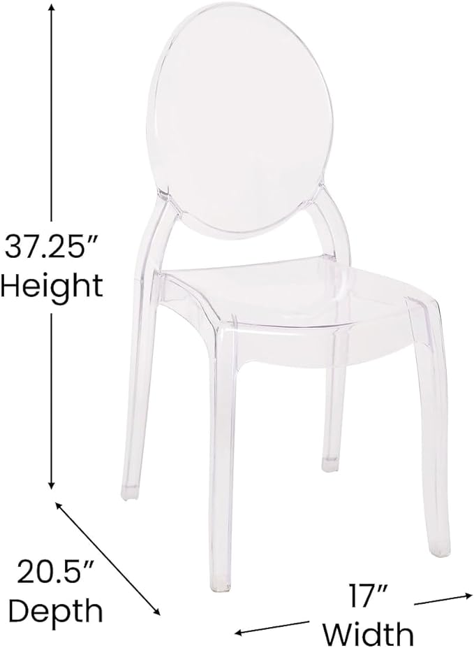 Flash Furniture Set of 4 Extra Wide Resin Ghost Chairs with 700 LB. Weight Capacity - Clear Kitchen and Dining Room Chair - Acrylic Event Chair for Indoor/Outdoor Use